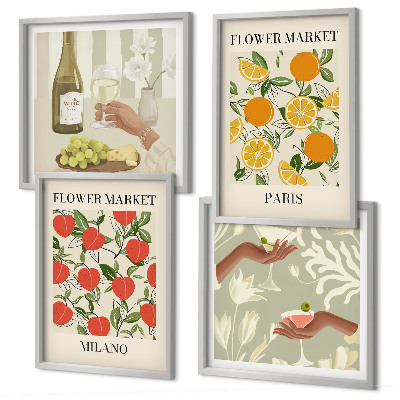 Mur de tableaux Fleurs vin milan paris