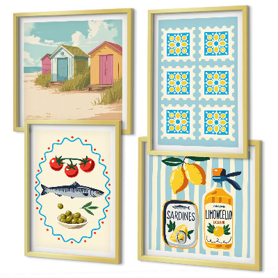 Polyptyque z cadres Illustrations de la cuisine méditerranéenne