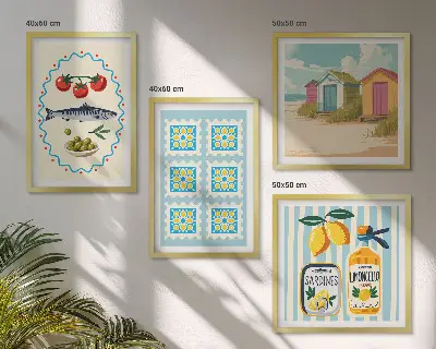 Polyptyque de 2 cadres illustrations de cuisine méditerranéenne