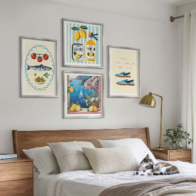 Ensemble de 4 tableaux Saveurs italiennes images colorées