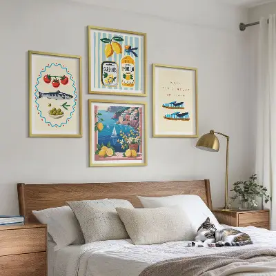 Ensemble de 4 tableaux images colorées sur le thème des saveurs italiennes