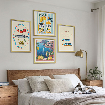 Ensemble de 4 tableaux Saveurs italiennes images colorées