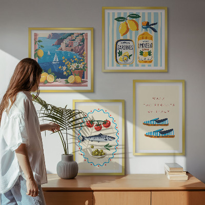Ensemble de 4 tableaux Saveurs italiennes images colorées