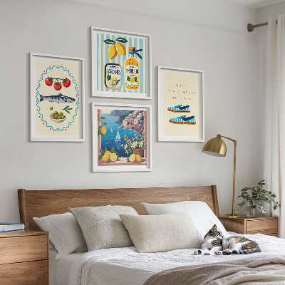 Ensemble de 4 tableaux Saveurs italiennes images colorées