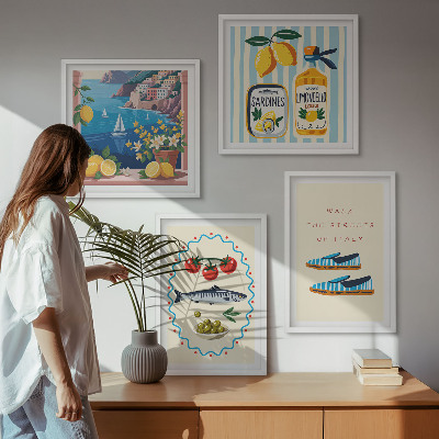 Ensemble de 4 tableaux Saveurs italiennes images colorées