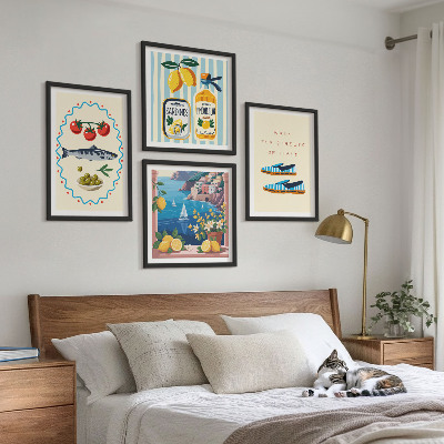 Ensemble de 4 tableaux Saveurs italiennes images colorées
