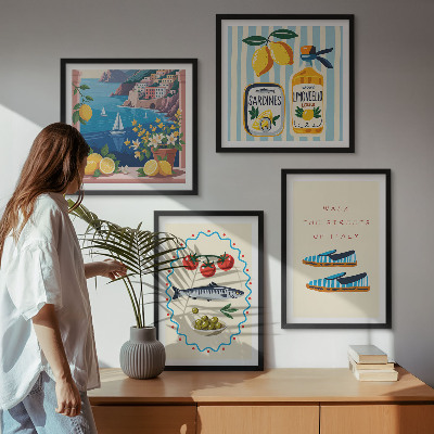 Ensemble de 4 tableaux Saveurs italiennes images colorées