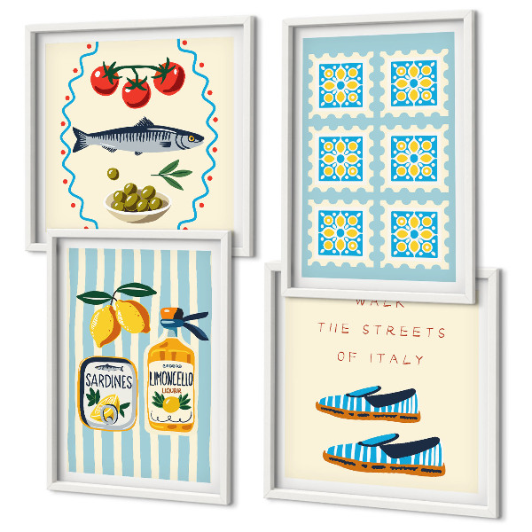 Mur de tableaux Motifs fruitiers et culture italienne