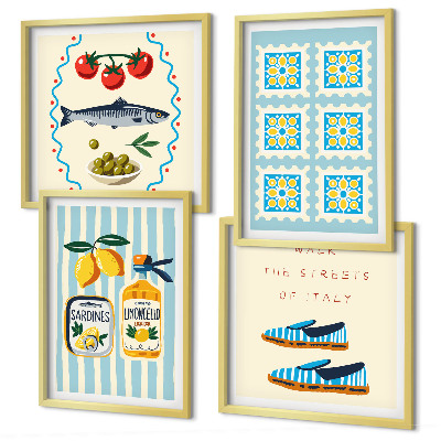 Mur de tableaux Motifs fruitiers et culture italienne