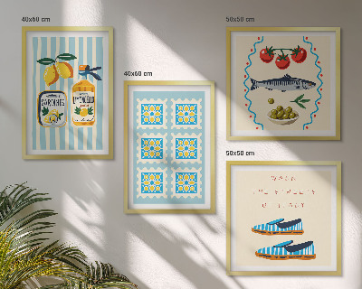 Mur de tableaux Motifs fruitiers et culture italienne