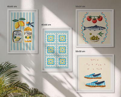 Mur de tableaux Motifs fruitiers et culture italienne