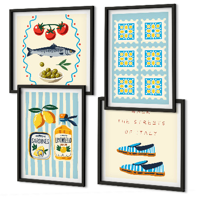Mur de tableaux Motifs fruitiers et culture italienne