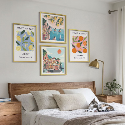 Ensemble de 4 tableaux Affiches de fruits citrons oranges