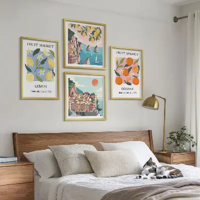 Ensemble de 4 affiches fruits citrons et oranges lot de 4 tableaux décoratifs