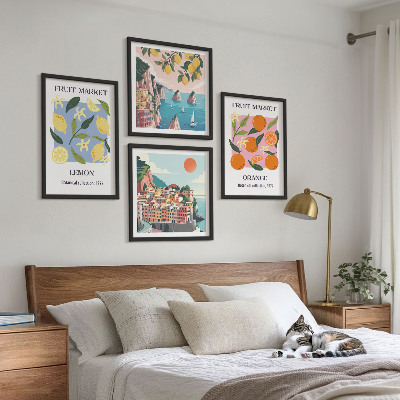 Ensemble de 4 tableaux Affiches de fruits citrons oranges