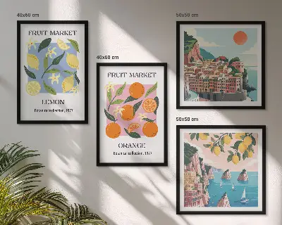 Ensemble de 4 affiches fruits citrons et oranges lot de 4 tableaux décoratifs