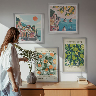 Polyptyque z cadres Affiches vintage à motifs de fruits
