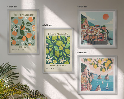 Polyptyque z cadres Affiches vintage à motifs de fruits