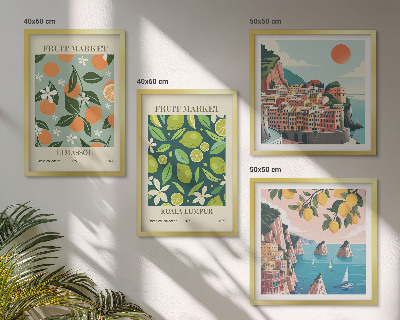 Polyptyque z cadres Affiches vintage à motifs de fruits