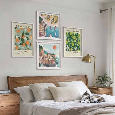 Polyptyque z cadres Affiches vintage à motifs de fruits