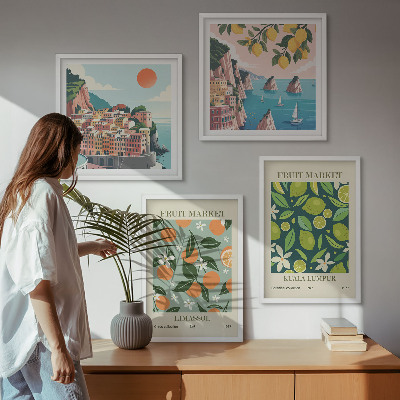 Polyptyque z cadres Affiches vintage à motifs de fruits