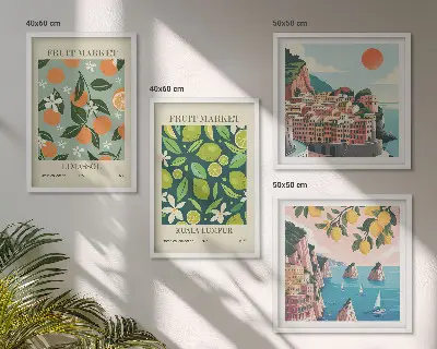 Affiches vintage à motifs de fruits polyptyque de 2 cadres