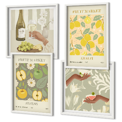 Ensemble de 4 tableaux Vin italien aux arômes fruités
