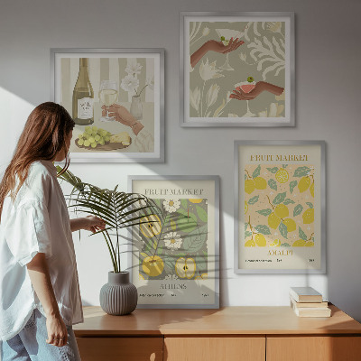 Ensemble de 4 tableaux Vin italien aux arômes fruités