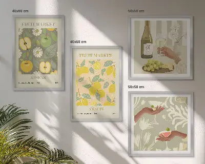 Ensemble de 4 tableaux sur le thème du vin italien aux arômes fruités