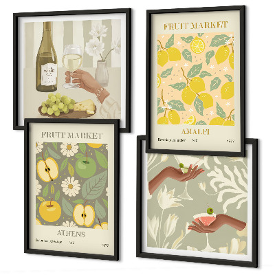 Ensemble de 4 tableaux Vin italien aux arômes fruités