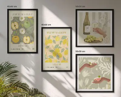 Ensemble de 4 tableaux sur le thème du vin italien aux arômes fruités
