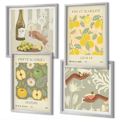 Ensemble de 4 tableaux Vin italien aux arômes fruités