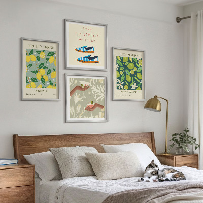 Ensemble de 4 tableaux Affiches italiennes à motifs de fruits