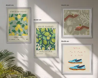 Affiches italiennes à motifs de fruits ensemble de 4 tableaux