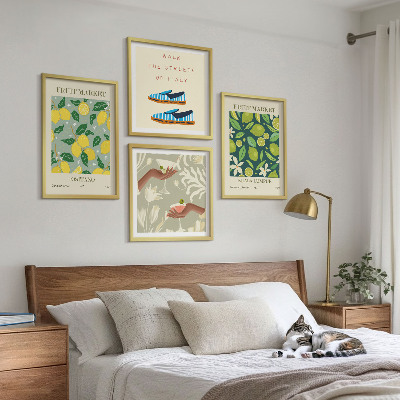 Ensemble de 4 tableaux Affiches italiennes à motifs de fruits
