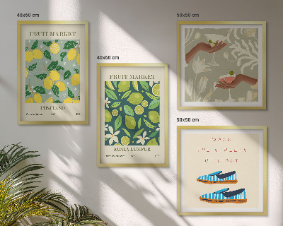 Ensemble de 4 tableaux Affiches italiennes à motifs de fruits