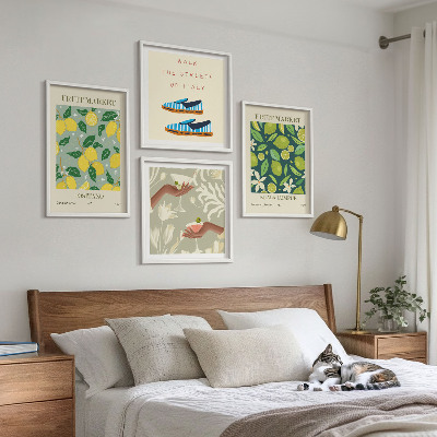 Ensemble de 4 tableaux Affiches italiennes à motifs de fruits