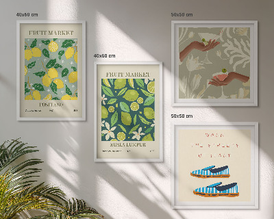 Ensemble de 4 tableaux Affiches italiennes à motifs de fruits