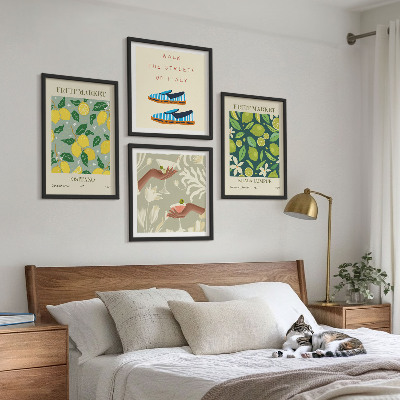 Ensemble de 4 tableaux Affiches italiennes à motifs de fruits