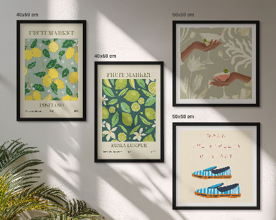 Ensemble de 4 tableaux Affiches italiennes à motifs de fruits