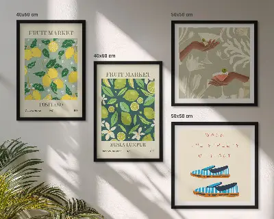 Affiches italiennes à motifs de fruits ensemble de 4 tableaux
