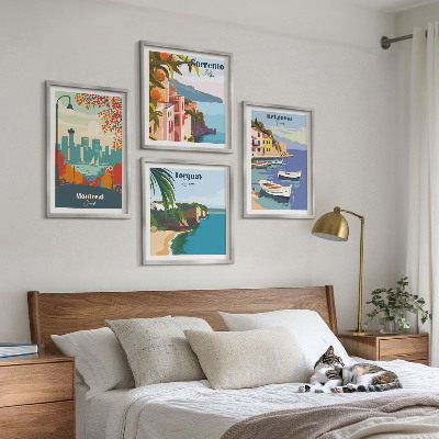 Mur de tableaux Vues rétro de villes du monde entier