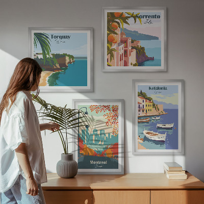 Mur de tableaux Vues rétro de villes du monde entier