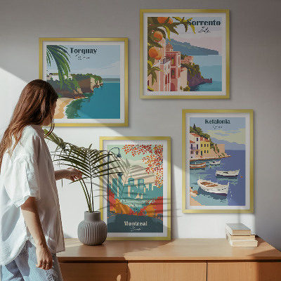 Mur de tableaux Vues rétro de villes du monde entier