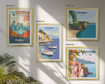 Mur de tableaux Vues rétro de villes du monde entier
