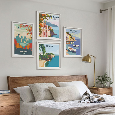 Mur de tableaux Vues rétro de villes du monde entier