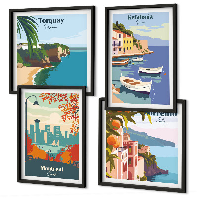 Mur de tableaux Vues rétro de villes du monde entier