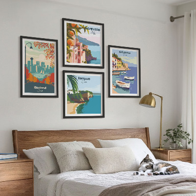 Mur de tableaux Vues rétro de villes du monde entier
