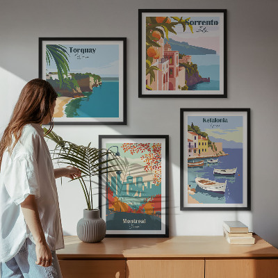 Mur de tableaux Vues rétro de villes du monde entier