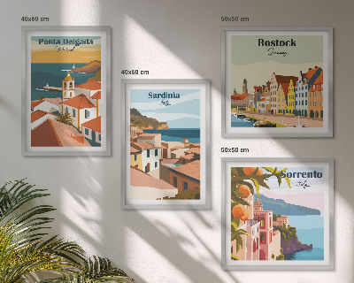 Ensemble de 4 tableaux Vues des ports européens